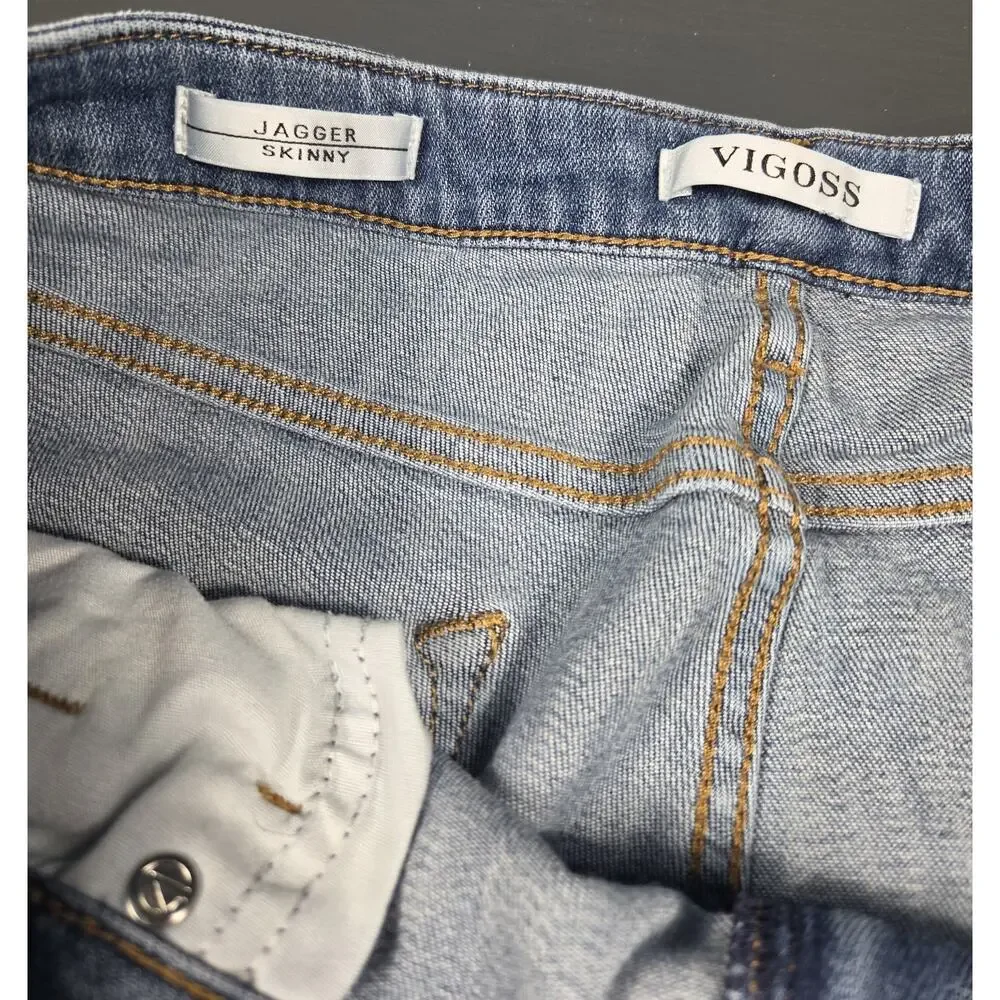 Vigoss Jagger Skinny Distressed Jeans Women's Size 31 Medium Wash Stretch Denim
